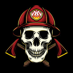 Fireman skull illustration