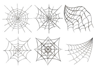 Fototapeta Spider web silhouette set. Illustration isolated on a white background. obraz