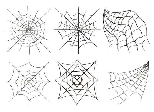 Spider web silhouette set. Illustration isolated on a white background.