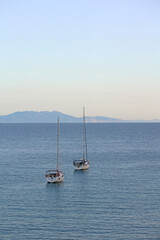 Beautiful blue Skala beach near Preveza summer Greek traveling modern background high quality big size print