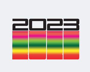 2023 Art Font With Rainbow Gradient Effect.