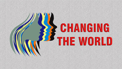 Fototapeta Women changing the world. Women power, emancipation illustration banner and poster. Image of multiple nationality women. obraz
