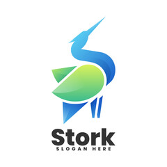 Vector Logo Illustration Stork Gradient Colorful Style