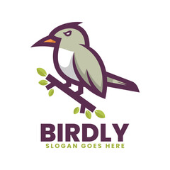 Vector Logo Illustration Bird Simple Mascot Style