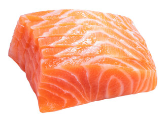 Sliced ​​Fresh Salmon isolated on white background, Salmon Fillet isolated on white background PNG file.