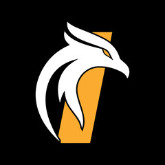 Letter I with eagle head. Great design