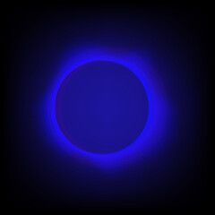 Beautiful effect eclipse in the blue solar spectrum. circle glowing geometric frame.