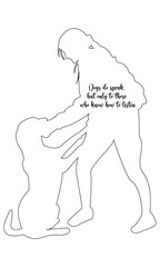 The log of dog, dog and woman illustration