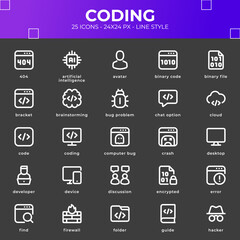 Coding Icon Pack With Black Color