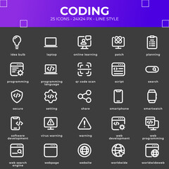 Coding Icon Pack With Black Color