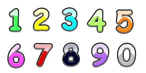 Colorful 3d numbers with transparent background