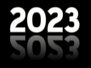 2023 beautiful 3d illustration isolated on plain black background