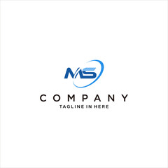 letter MS logo design with solution motion move vector