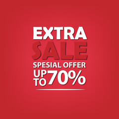 Red poster extra sale spesial offer up to 70%