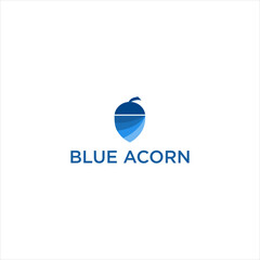 creative blue acorn seed logo design © koji antero