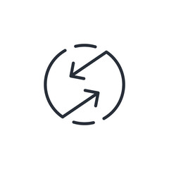 Round button move with replacement. Vector linear icon on a white background.