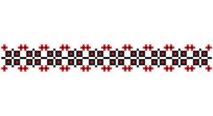 Embroidered good like old handmade cross-stitch ethnic Ukraine pattern. Ukrainian towel ornament, rushnyk called, vector.