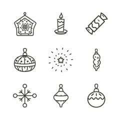 christmas icon vector line set