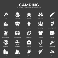 Camping Icon Pack With Black Color
