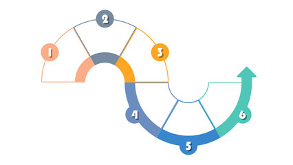 Basic circle infographic with 6 steps, process or options.