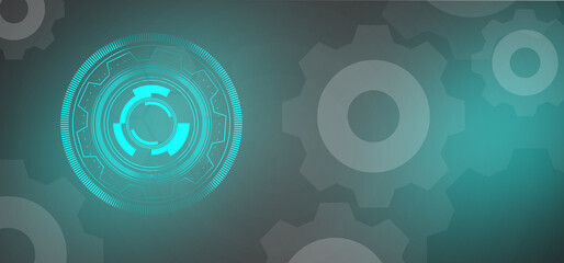 Abstract Technology cogs design background. Digital futuristic, background blue