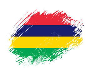 Shiny sparkle brush flag of Mauritius country with stroke glitter effect