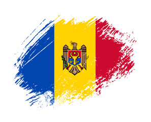 Shiny sparkle brush flag of Moldova country with stroke glitter effect