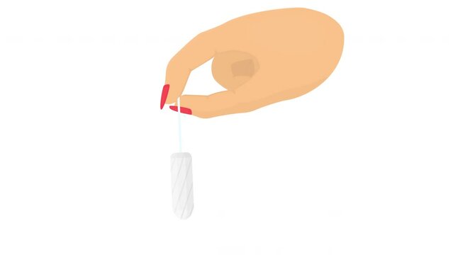 Gynecological tampon. Animation of female hygiene products, alpha channel is enabled. Cartoon