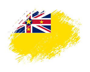 Shiny sparkle brush flag of Niue country with stroke glitter effect