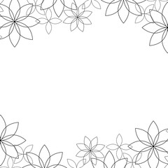 Obraz premium 線画のお花背景 正方形 モノトーン