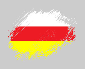 Shiny sparkle brush flag of North Ossetia country with stroke glitter effect