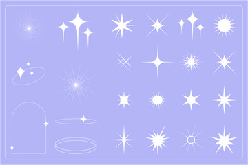 Fototapeta na wymiar Collection set stars. Geometric shapes, minimalist elements for social media. Vector illustration