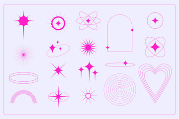 Collection set stars. Geometric shapes, minimalist elements for social media. Vector illustration