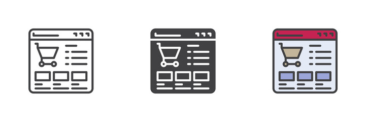 Online shopping different style icon set