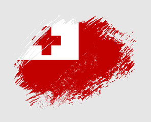 Shiny sparkle brush flag of Tonga country with stroke glitter effect