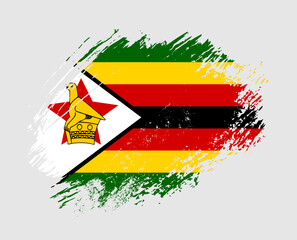 Shiny sparkle brush flag of Zimbabwe country with stroke glitter effect