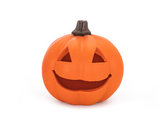 Halloween trick or treat. Pumpkin head Jack-o'-lantern isolated on white background.