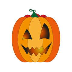 Pumpkins for halloween, with different emotions in orange color hand-drawn in vector