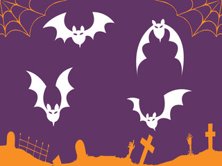 Happy halloween lettering with spiderweb icon set