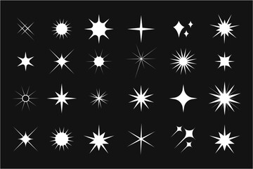 Collection set stars. Geometric shapes, minimalist elements for social media. Vector illustration