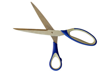 Stainless steel scissors with a blue handle