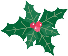 Holly berry Christmas leaves and fruits icon Vector Image.