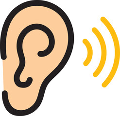 Hearing, ear icon, vector graphics stock illustration.