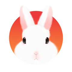 白いうさぎの2023年年賀状素材のイラスト(pink,art,card,greeting,holiday,bunny,rabbit,spring)
