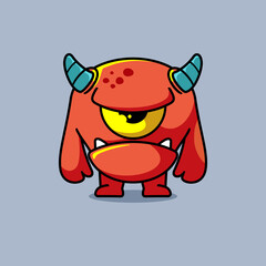 Angry monster Cartoon Illustration, funny, fictional Character. Premium vector. flat cartoon style