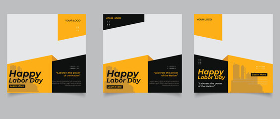 Happy labor day social media design template