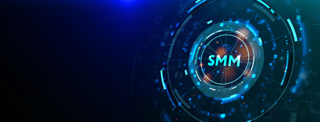 Business, Technology, Internet and network concept. SMM Social Media Marketing 3d illustration
