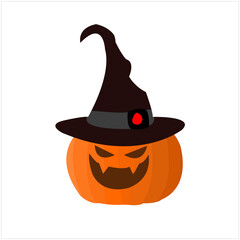 halloween pumpkin with witch hat