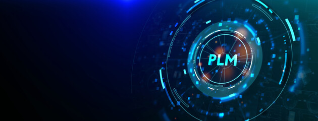 PLM Product lifecycle management system technology concept. Technology, Internet and network concept. 3d illustration