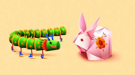 Creative new year origami set